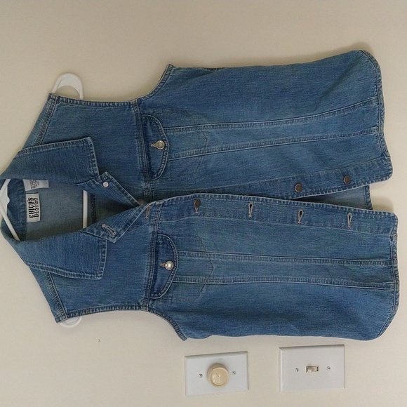 Chico's women's denim jean vest size 1 boho utility layer casual - Picture 1 of 9